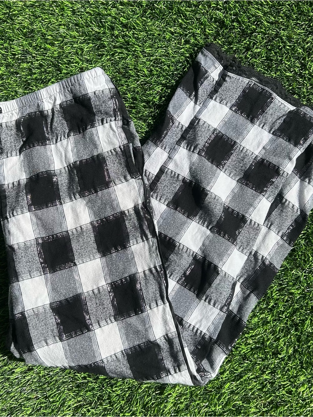 Victoria secret gingham black white lace pj pants